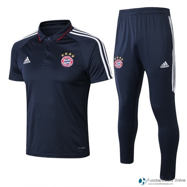 Bayern München Polo Komplett Set 2017-18 Blau Fussballtrikots Günstig